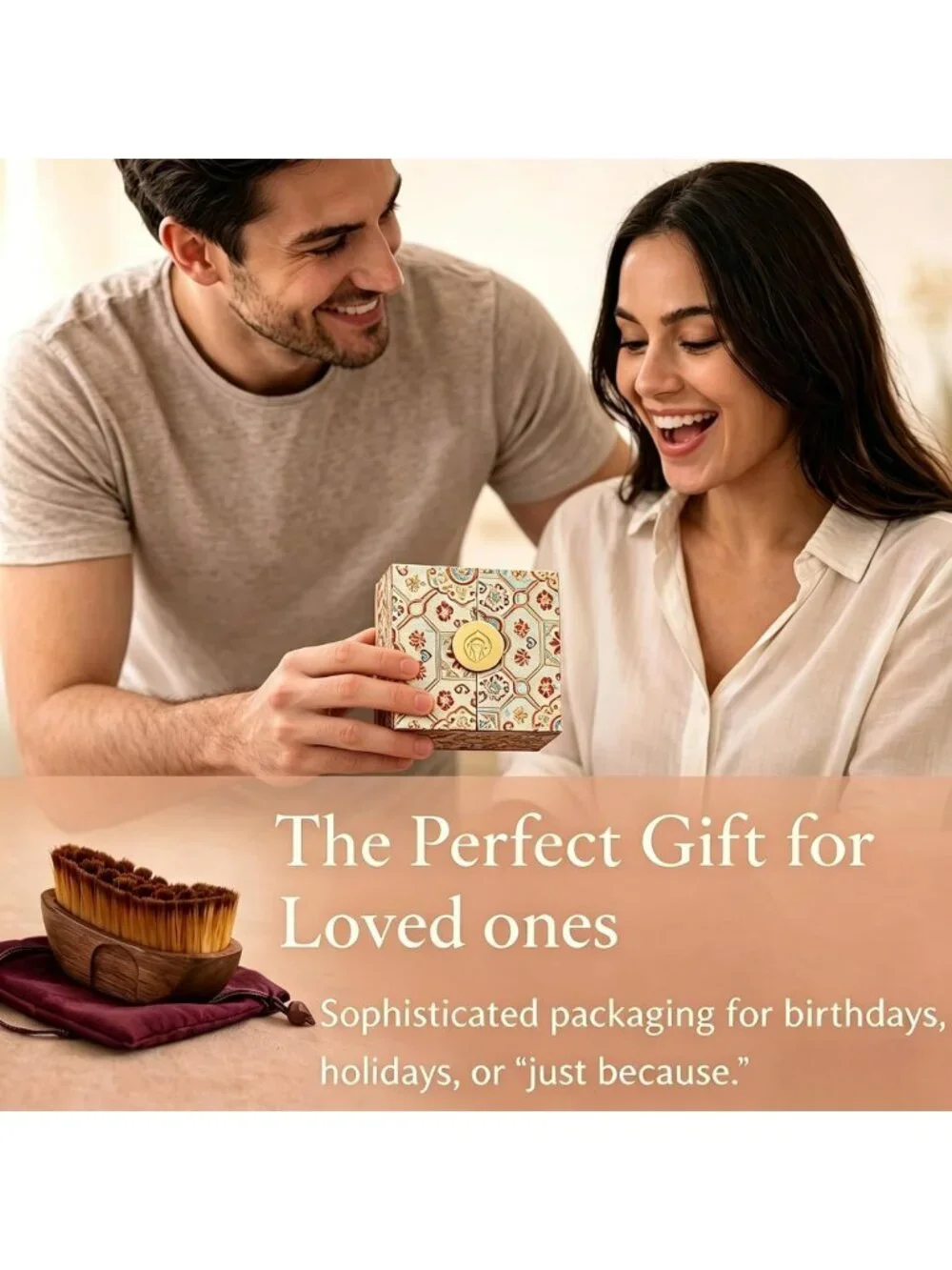 Lymphatic Drainage Face Brush - Wooden Handle, Soft Bristles, Gift-Ready Box